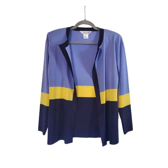 Exclusively Misook Purple Yellow Colorblock Open Front Cardigan Sweater Sz Small - Picture 1 of 11